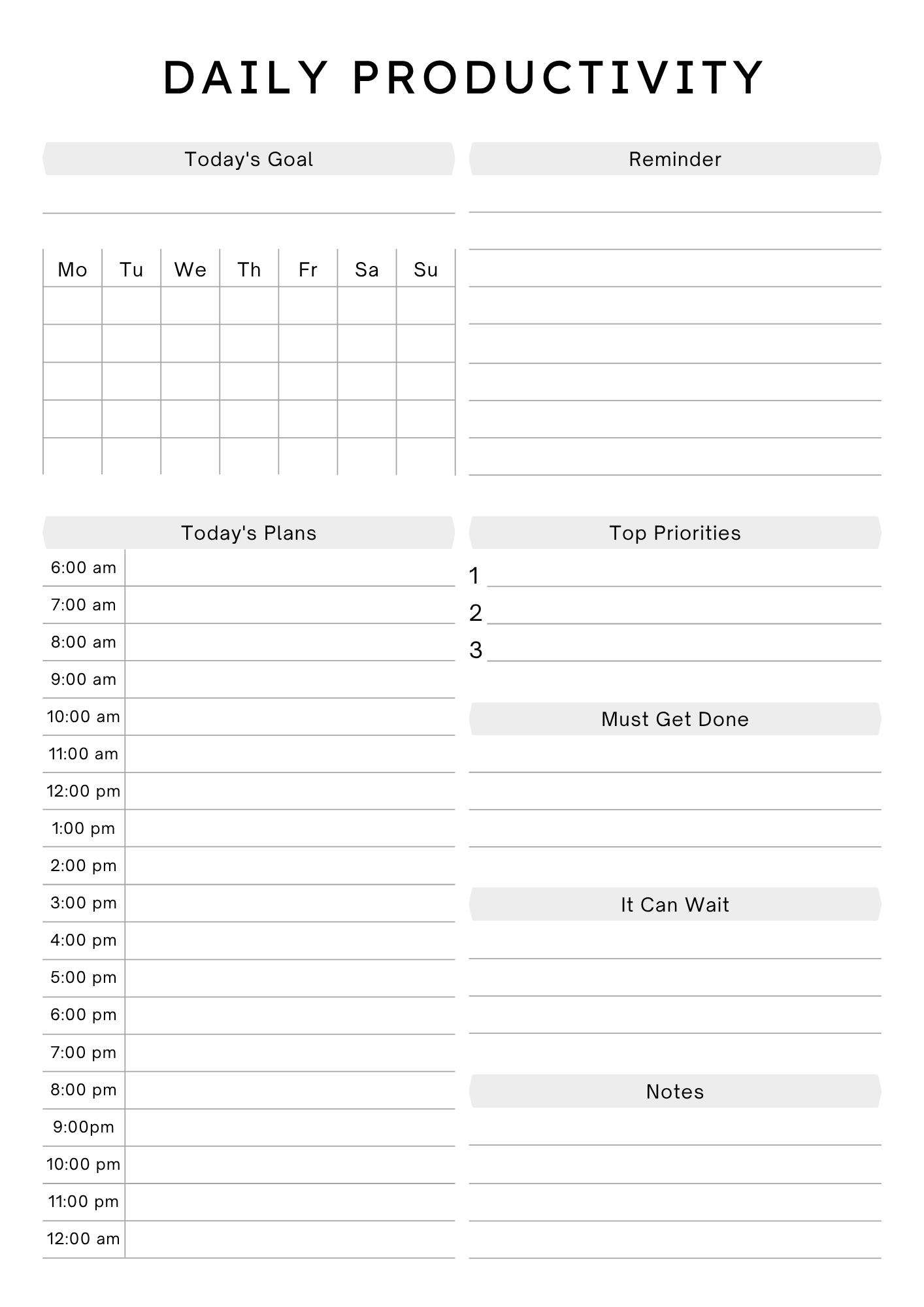 Productivity Planner (Digital Download)